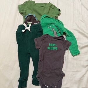 Green and Gray Dinosaur Newborn 4 Piece Set